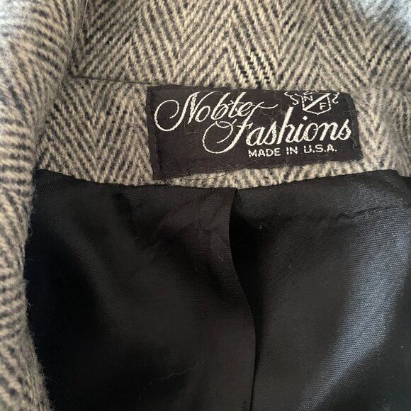 Vintage Noble Fashion Wool Coat Women’s | Herringbone Tweed Long Overcoat Size L - Picture 6 of 10